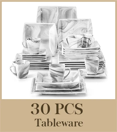 MALACASA Marble Grey Porcelain Dinnerware Set For Everyday Dining