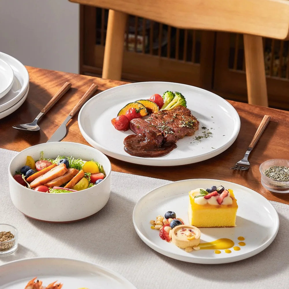 MALACASA Tara Stoneware Dinner Set With Dinner Plates, Bowls