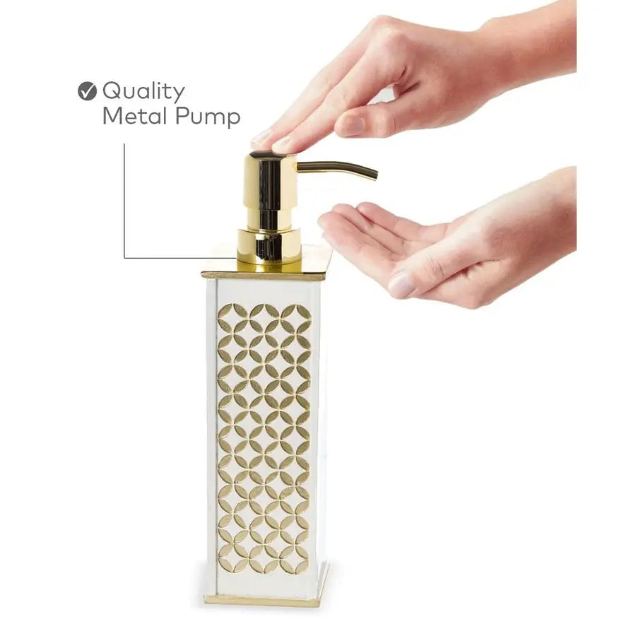 Diamond Lattice White Bathroom Accessories Set Decorative 4 Piece Bathroom Accessory Set Includes Soap Dispenser, Toothbrush Hol