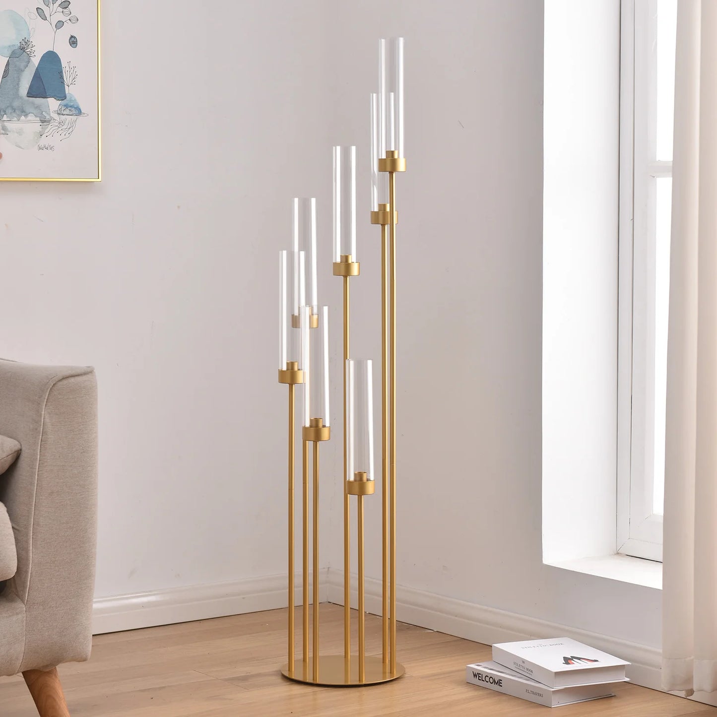 VINCIGANT 4-Pack 7-Arm Metal Floor Candelabra Centerpieces With Lampshade