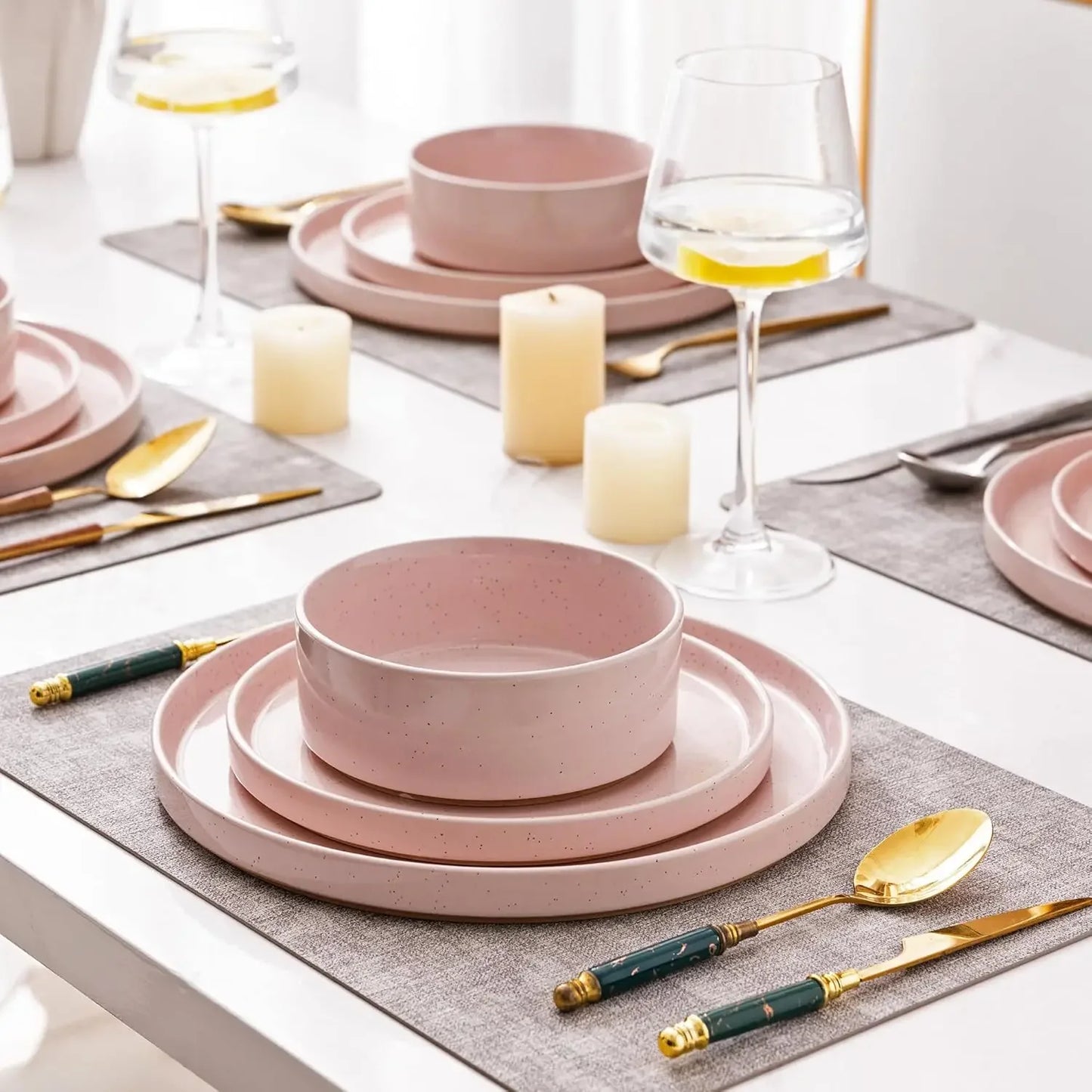 Speckled Ceramic Dinnerware Set With Stoneware Plates And Bowls Dishwasher Safe