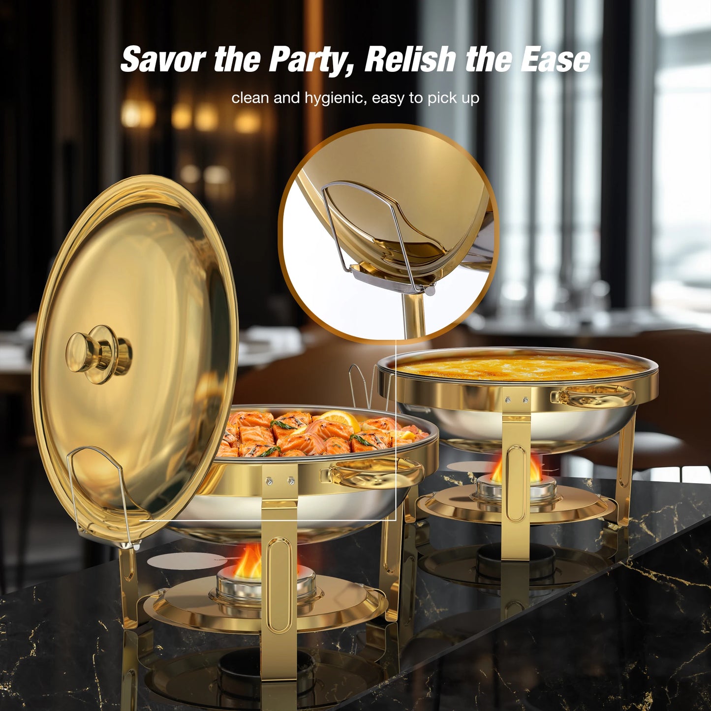 Round Chafing Dishes Buffet Set For Parties And Weddings