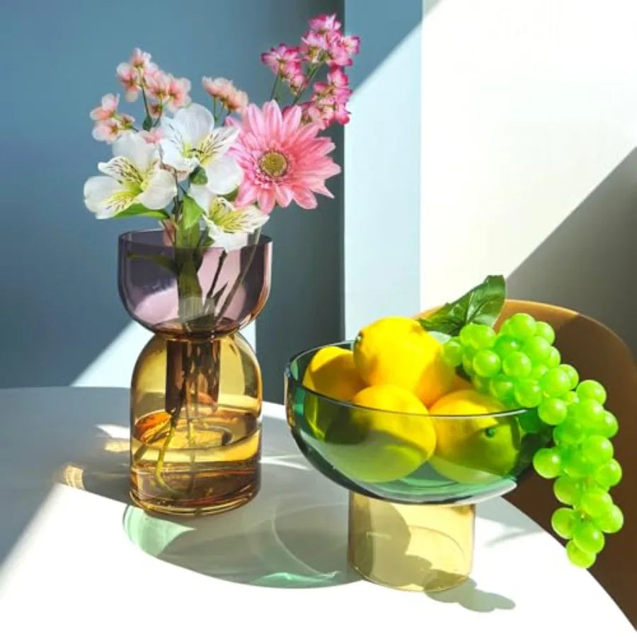 Reversible Glass Flower Vase and Bud Vase for Home Decor