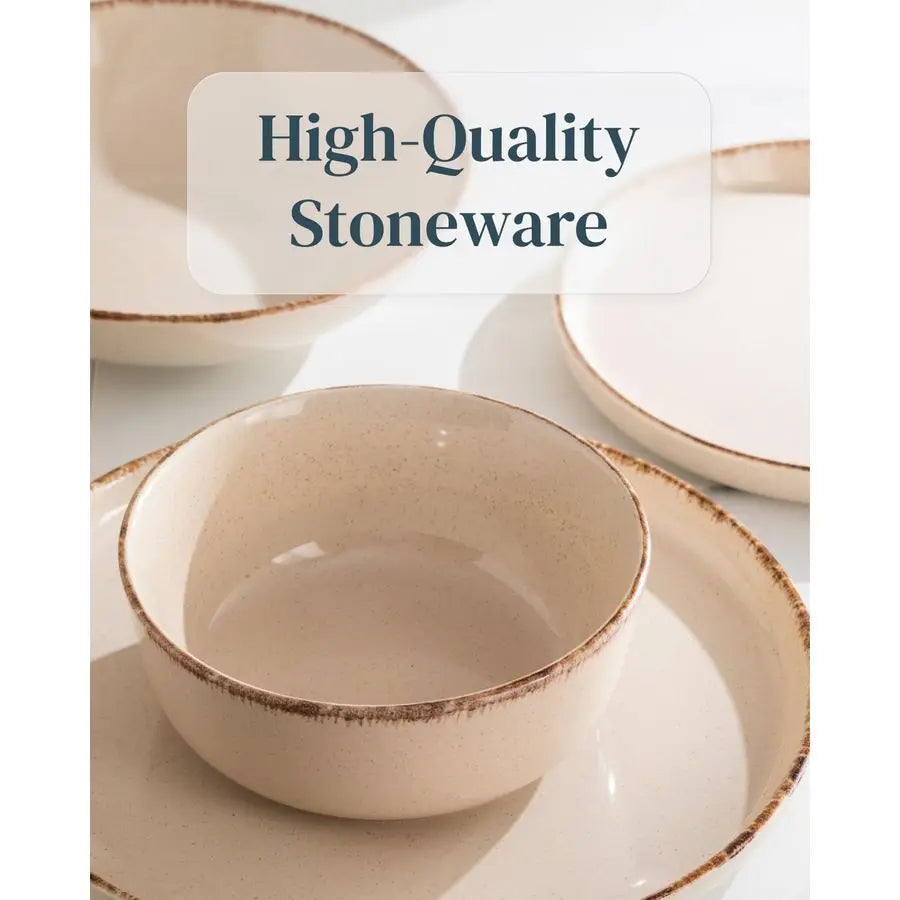 dinnerware set 4 persons Rustic 12 pcs Rustic design dinnerware set, dishwasher safe Bowl and plate set Pure Living dinnerware i
