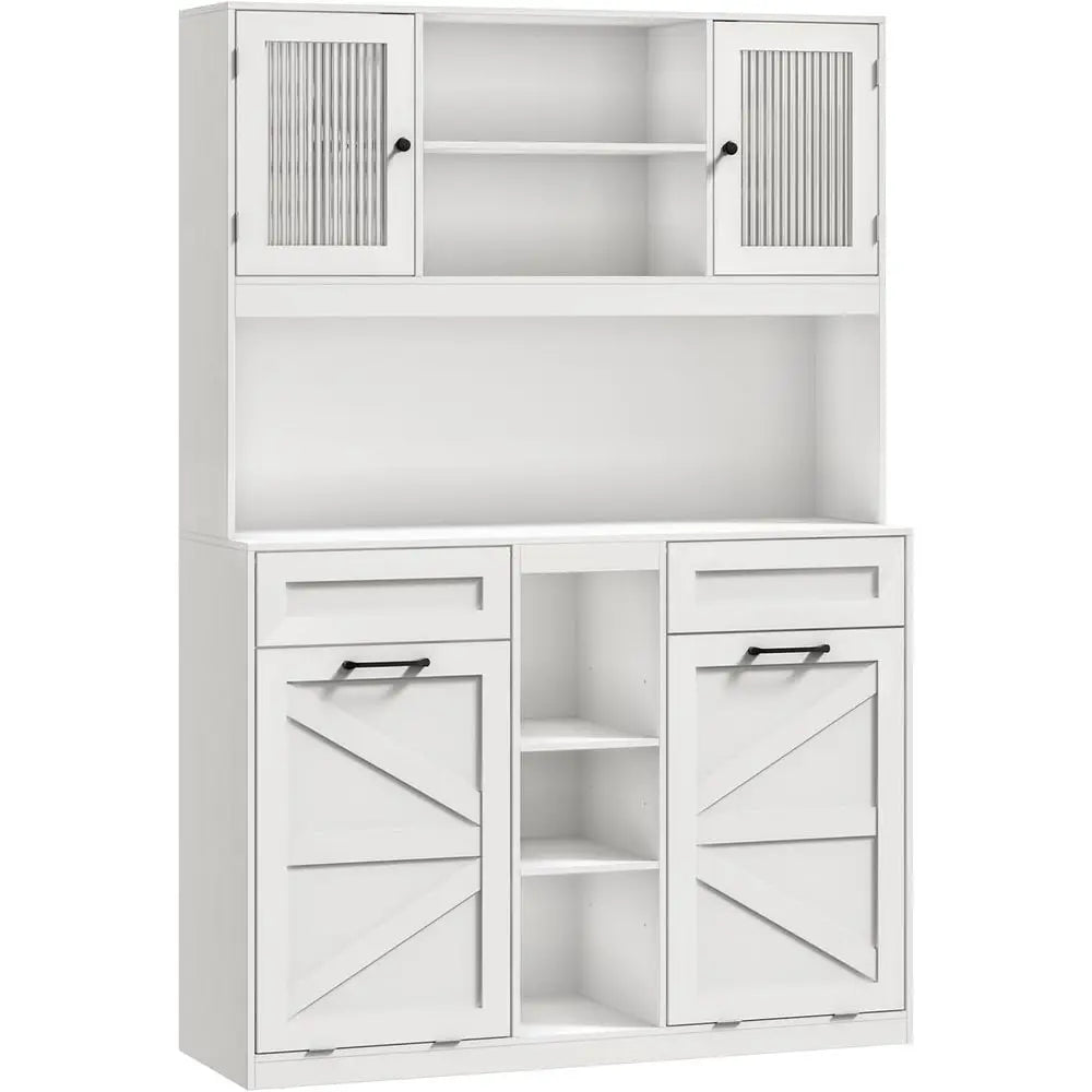 Double Hamper Cabinet With Frosted Glass Door For Bathroom Storage