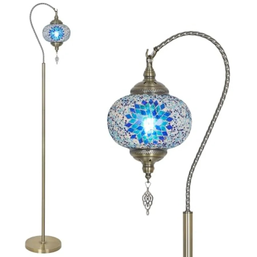 Turkish Moroccan Floor Lamp With Swan Neck Mosaic Shade