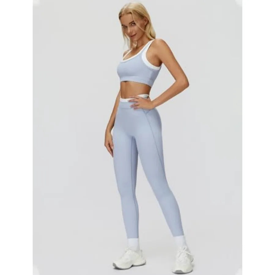 Women's Two-Piece U-Back Workout Set For Gym And Yoga