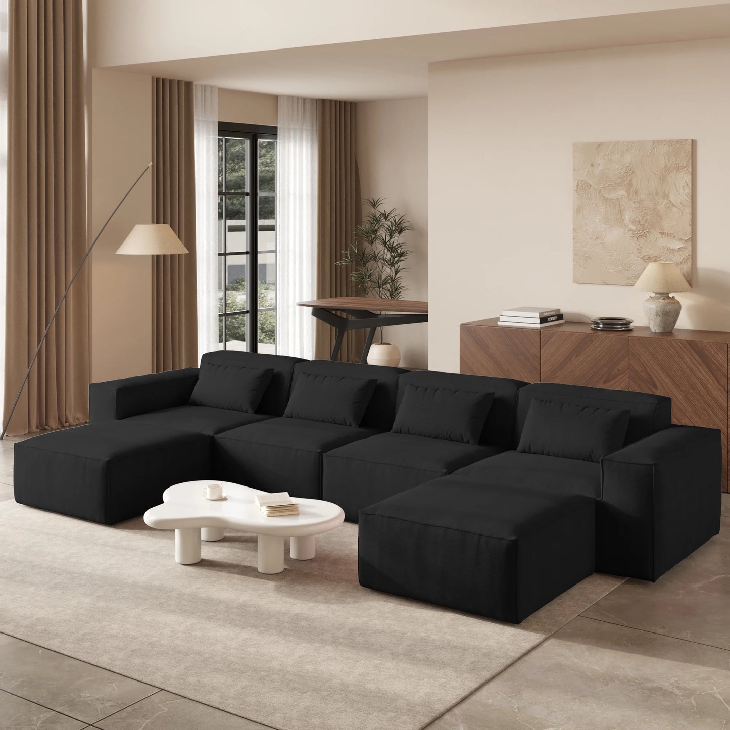 Sdorens Modular Sectional Sofa Couch for Living Room 149.62" Oversized U Shaped Cloud Couch with 2 Ottomans No Assembly Required