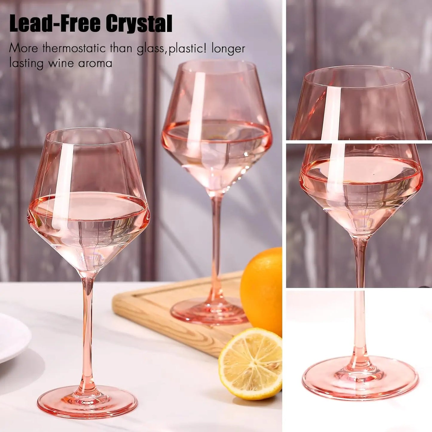Crystal Stemware Wine Glass Set Six Hand Blown Premium