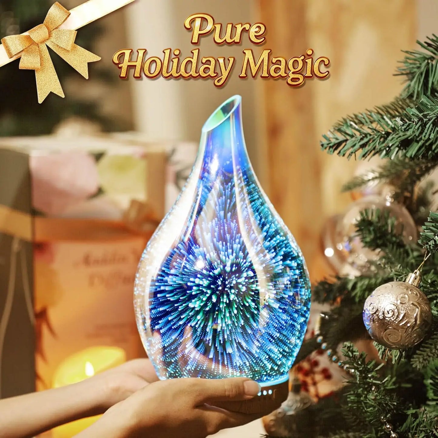 280ml Ultrasonic Aromatherapy Diffuser with 3D Glass Design, Timer & Auto Shut-Off for Home Relaxation