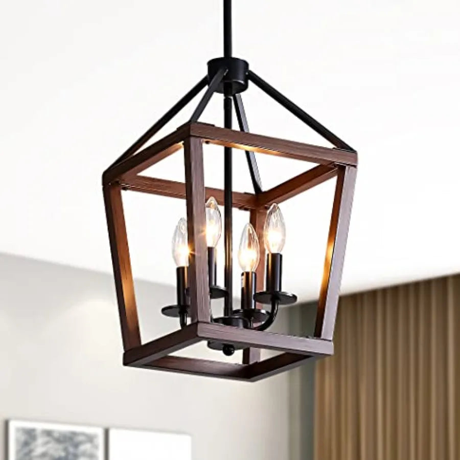 Farmhouse Wood Chandelier Pendant Light Ceiling Fixture For Dining Room