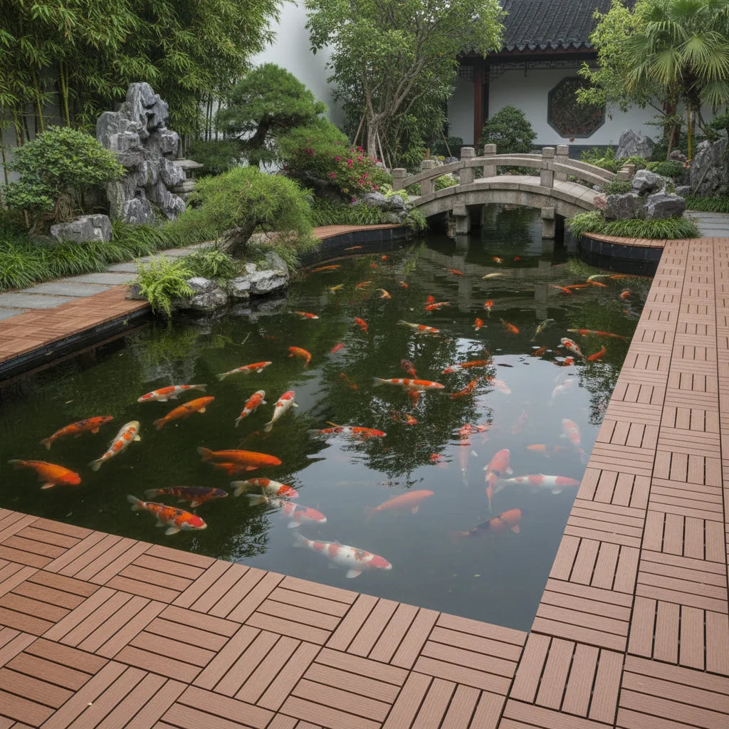Slip-Resistant Plastic Interlocking Deck Tiles All-Weather Patio Flooring