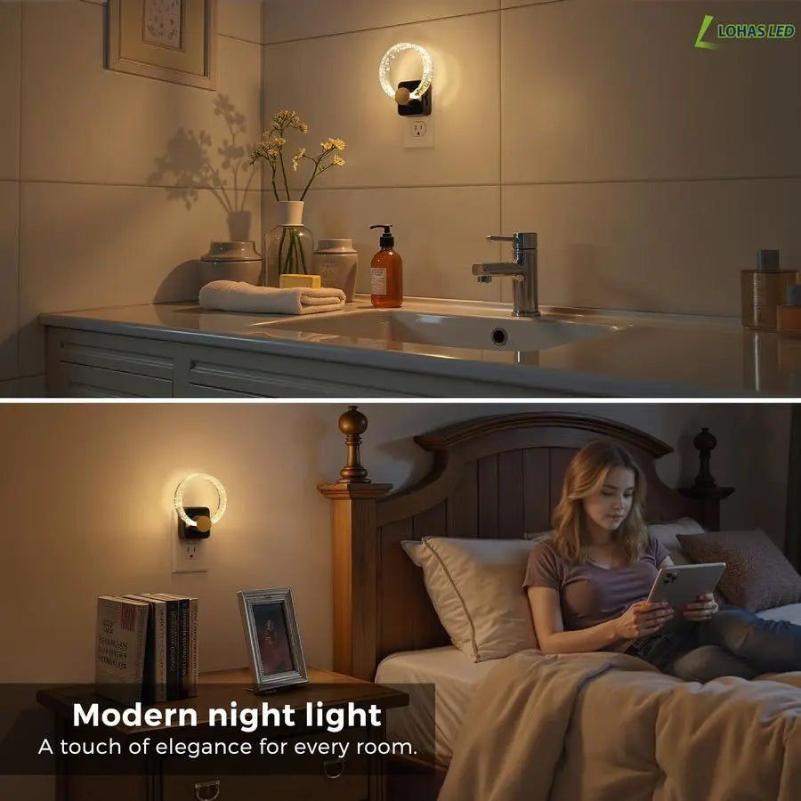 LOHAS LED Night Lights 2-Pack Plug In Wall With Sensor