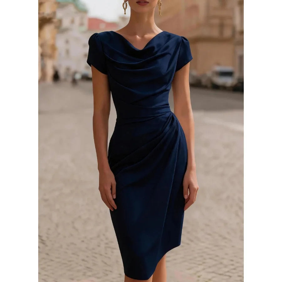 Pleated Summer Dress With Swing-Collar For Feminine Fit