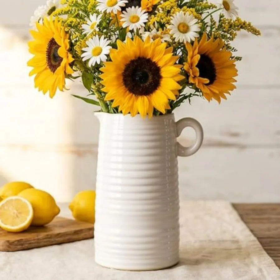 Ceramic Pitcher Vase With Handle For Modern Home Decor Centerpiece