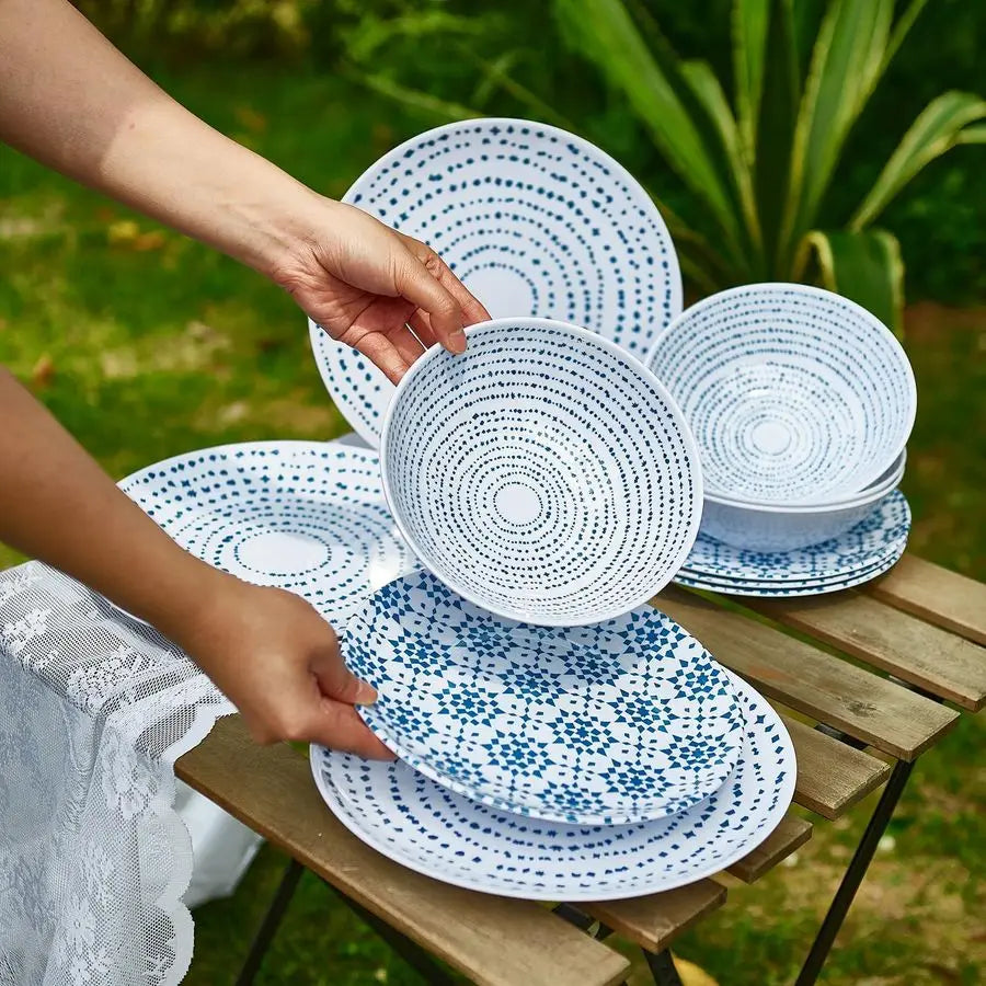 Dinnerware Set of 12 Pcs Dinner Dishes Set Bowls and Plates for Indoor and Outdoor with Unbreakable Nonbreakable Lightweight Din