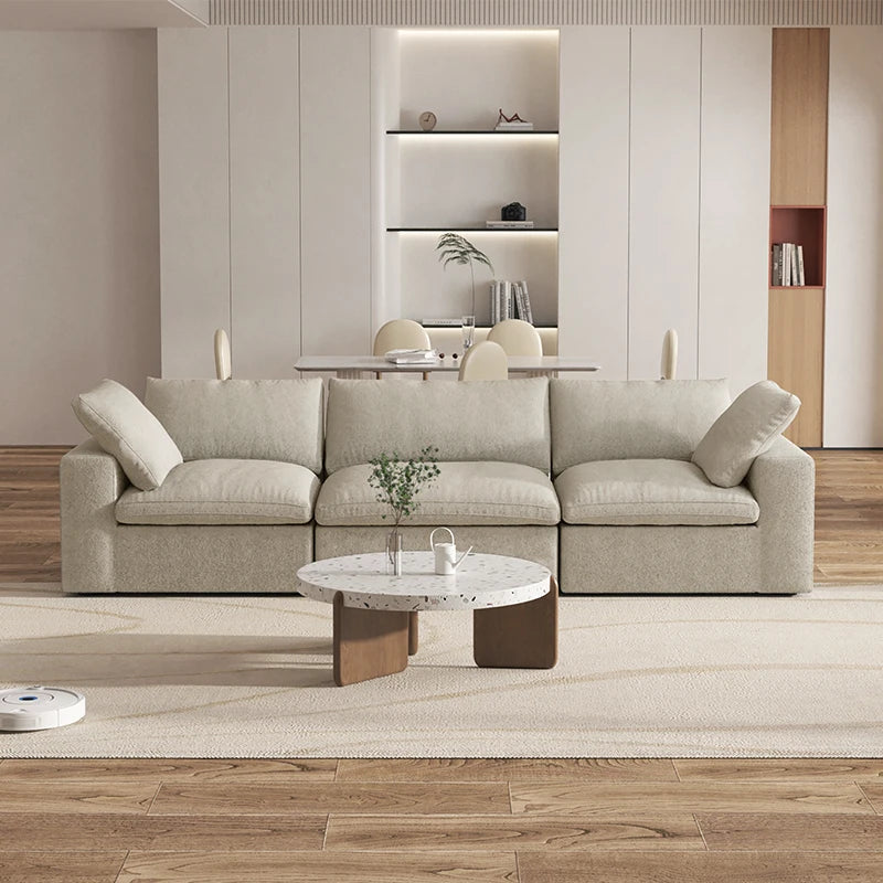 120.45" Cloud Modular Sectional Sofa Minimalist 3-Seats Sofa Couch Convertible Couch Deep Seat Couches for Living Room Sofa Sets