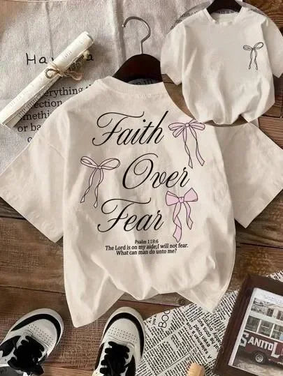 Faith Over Fear Printed Womens T Shirt Casual O Neck