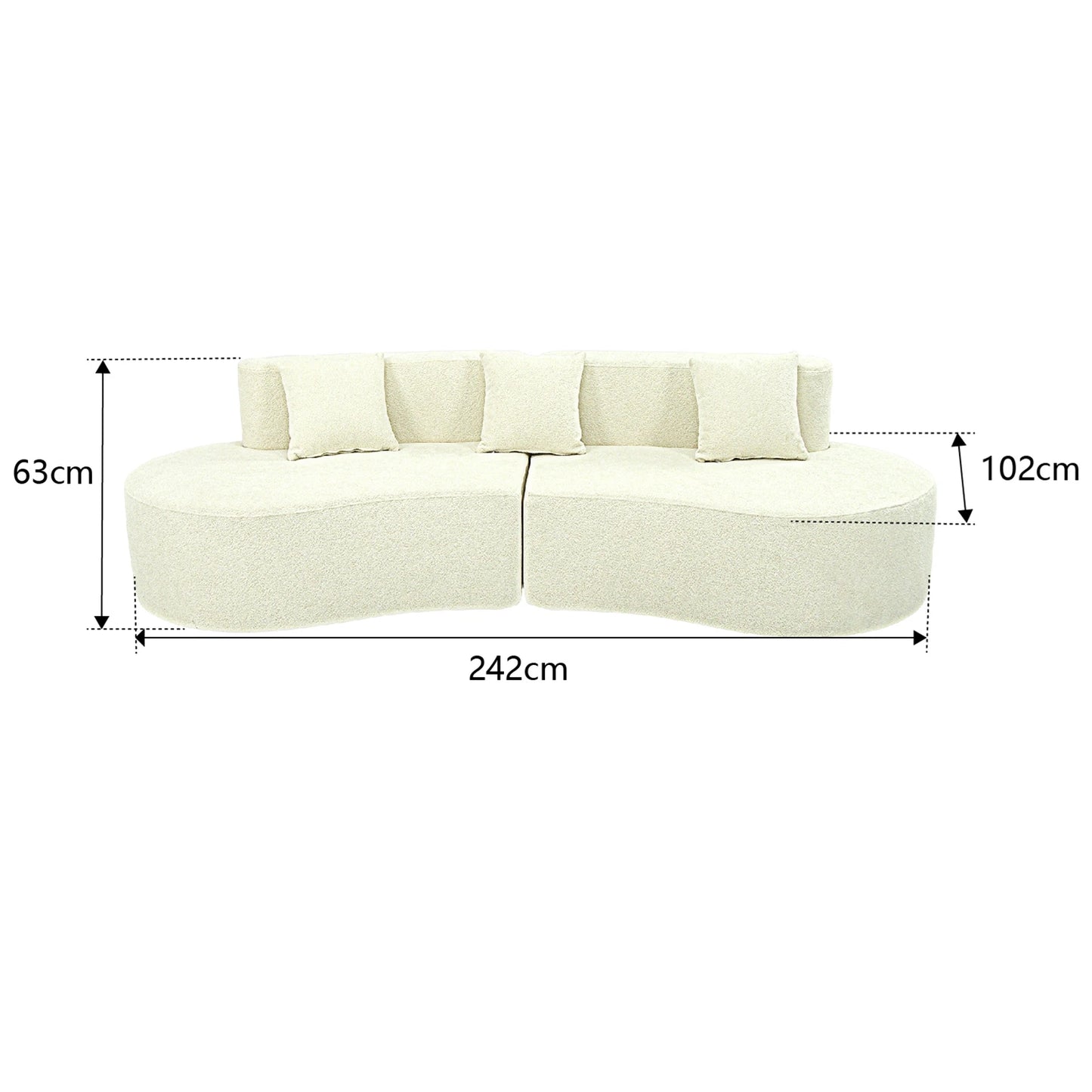 US Modern Curved Four Seat Half Moon Modular Sofa For Living Room