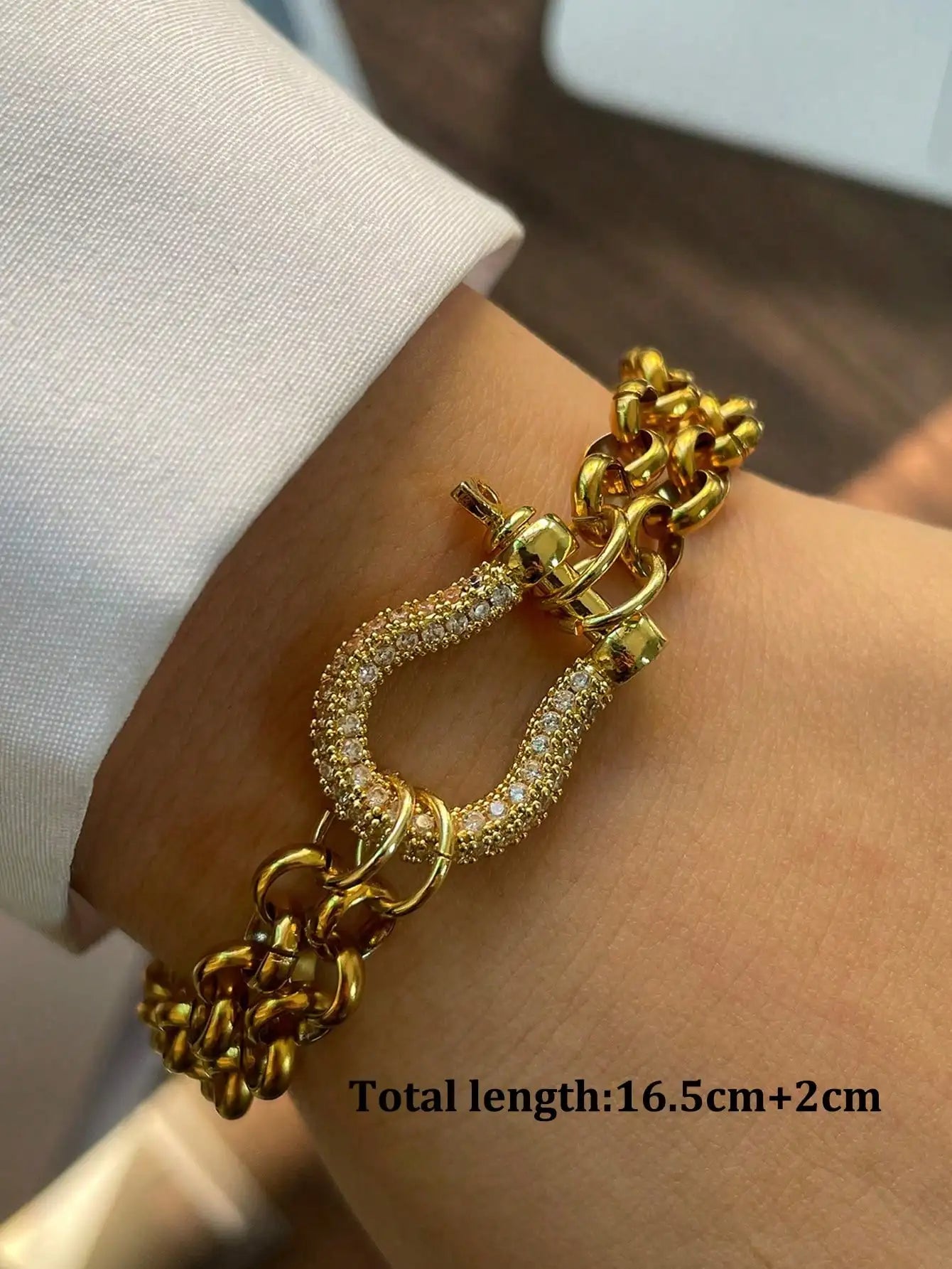 Gold And Silver Horseshoe Bracelet With Stainless Steel Chain