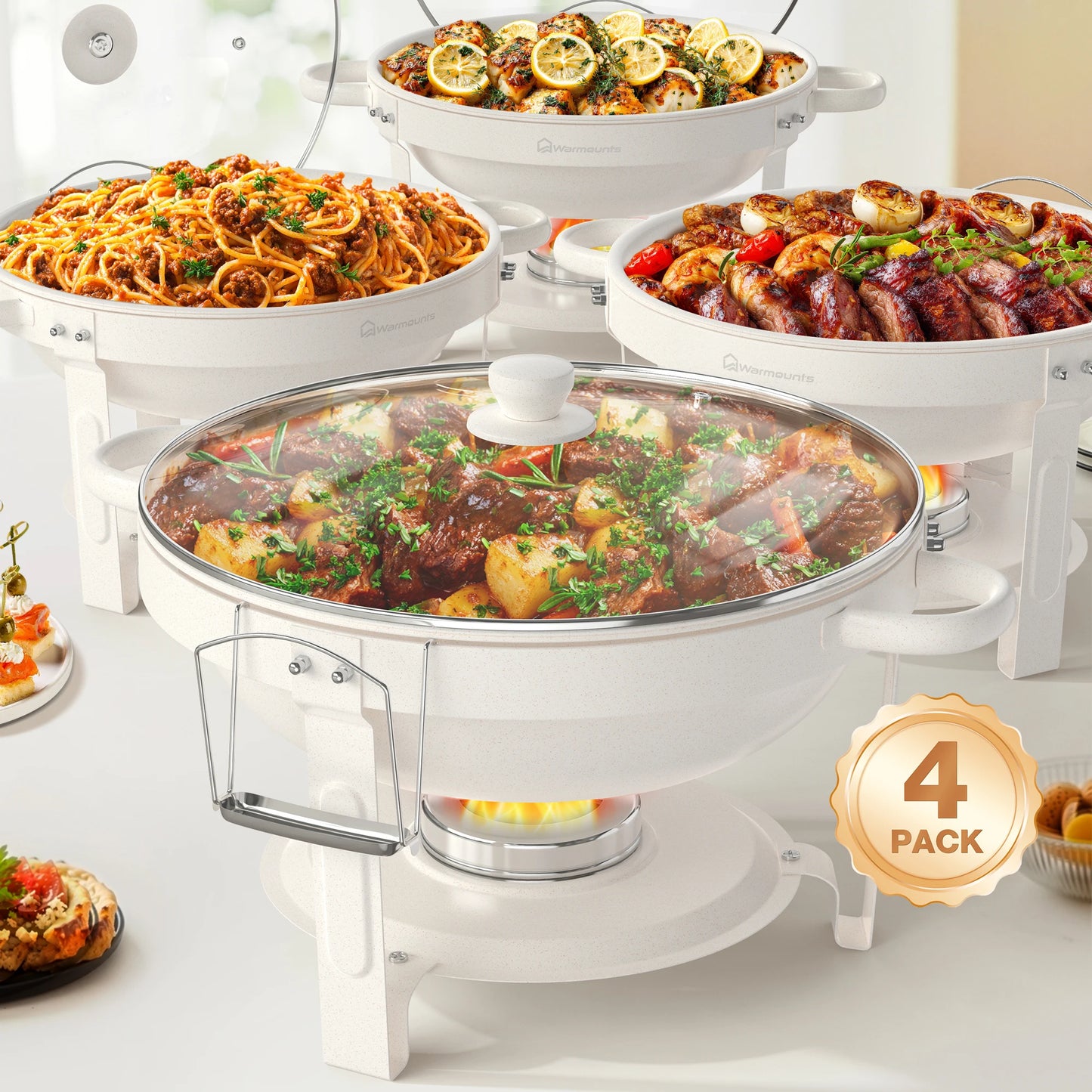 GEMITTO Glass Lid Chafing Dishes Buffet Set For Parties