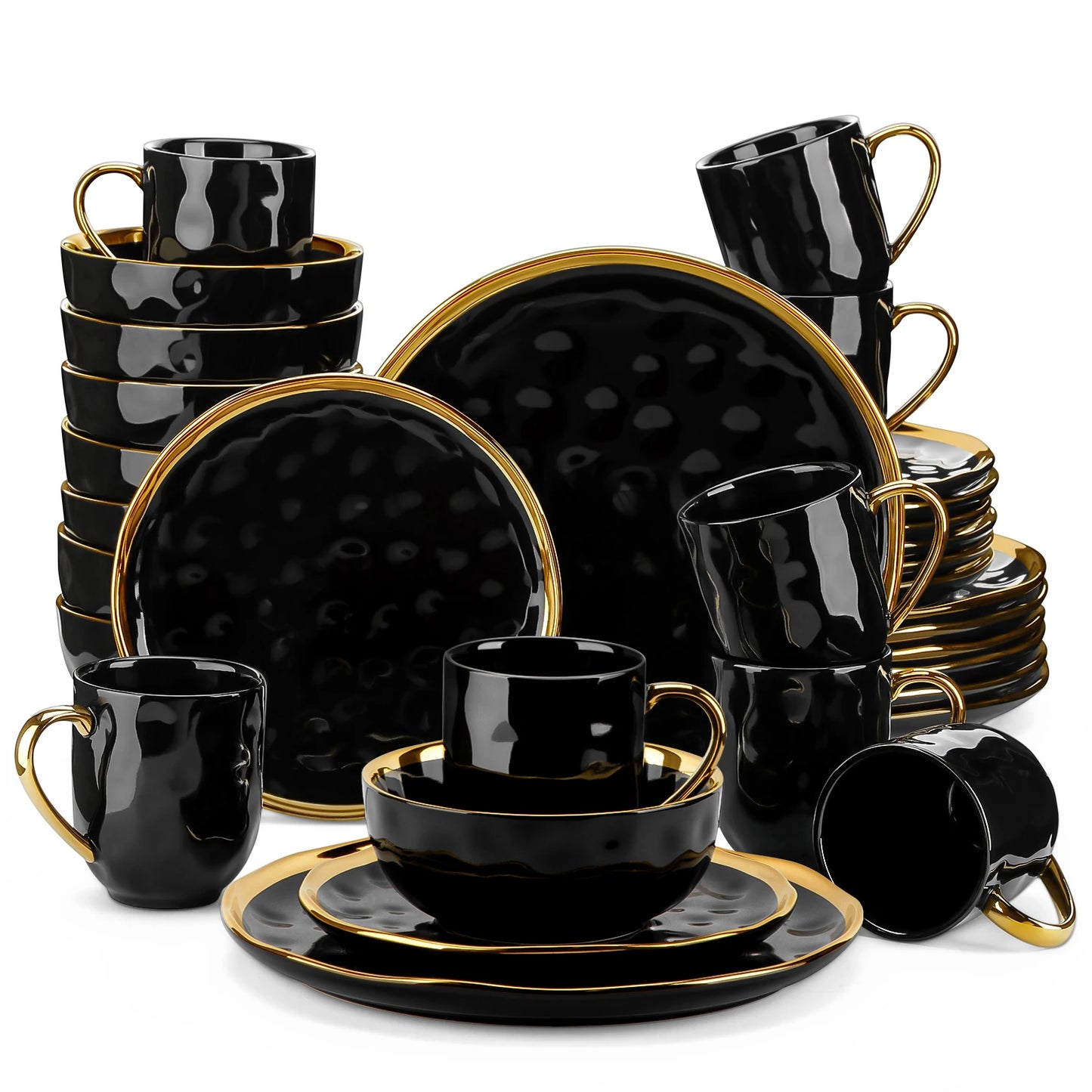 Malacasa Porcelain Dinnerware Set With Elegant Rim Tableware