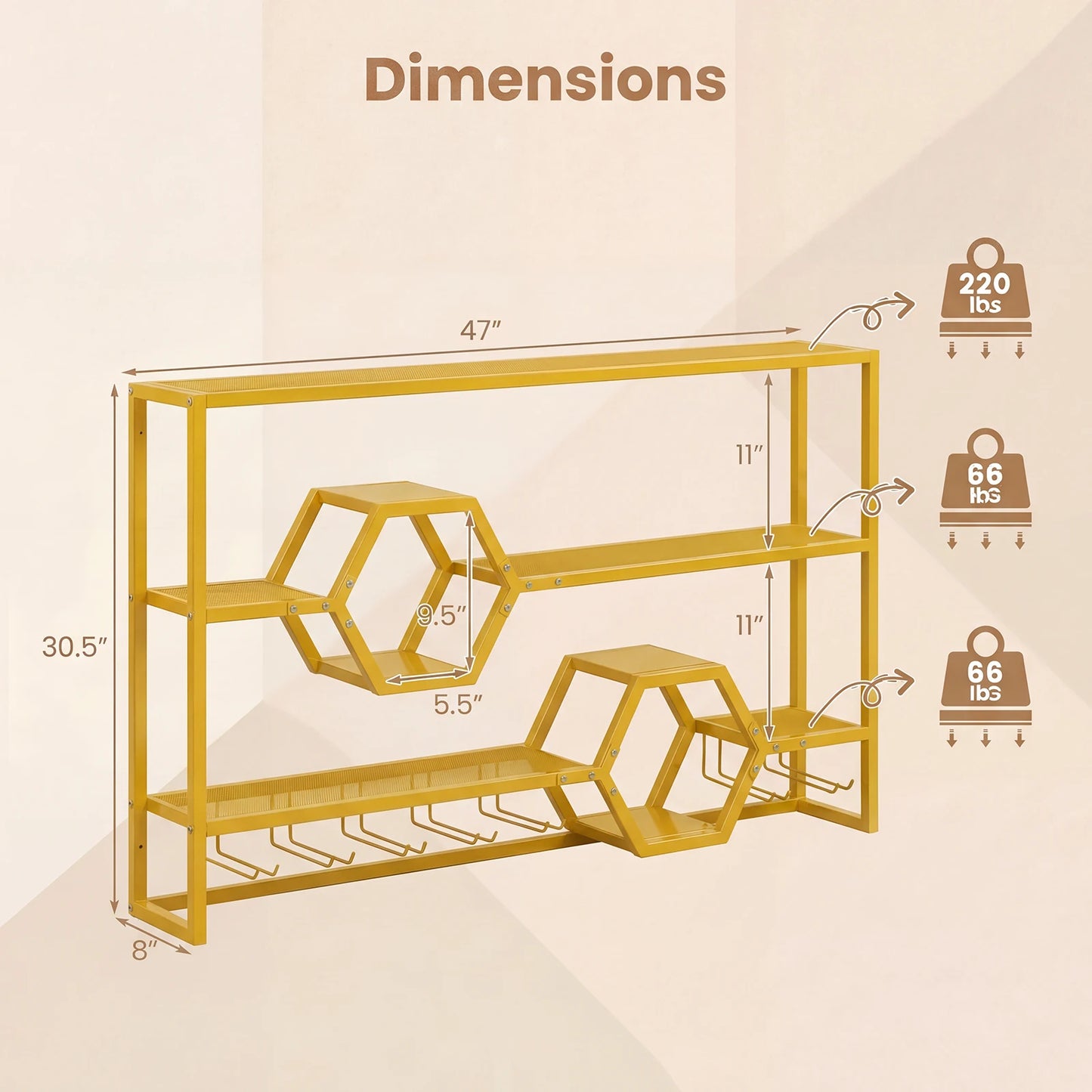 HOMASIS Wall Mounted Wine Rack With Glass Holder