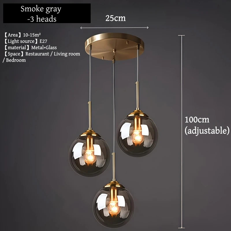MSZGJY Modern Luxury Metal Pendant Lamp LED Glass Chandelier
