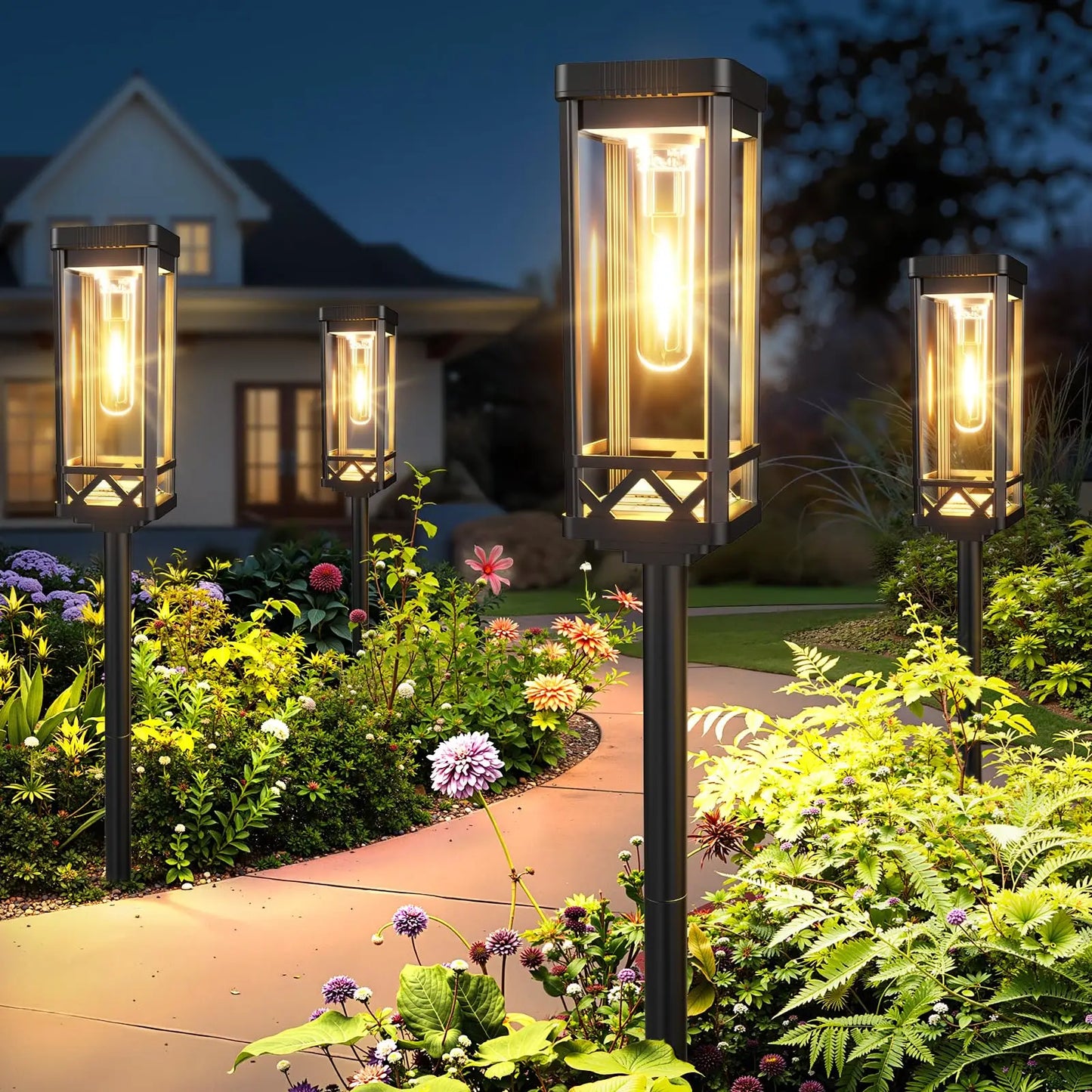 Solar Pathway Lights Outdoor LED Landscape Lights For Driveway