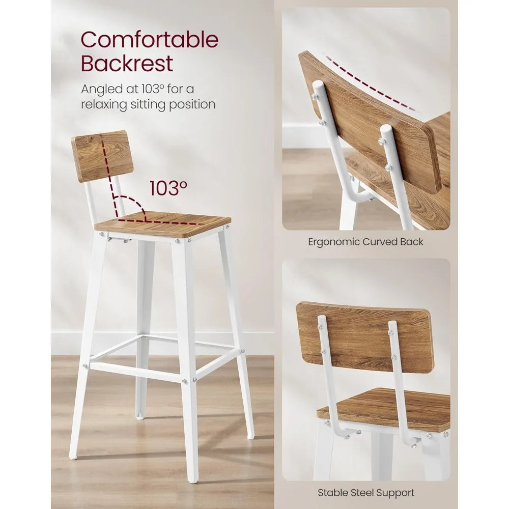 Bar Stools With Back, Steel Frame, Kitchen Island Counter Chairs
