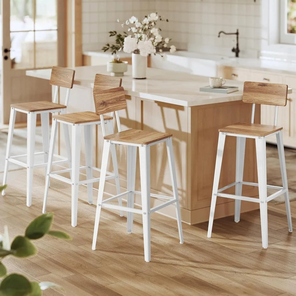 Bar Stools With Back, Steel Frame, Kitchen Island Counter Chairs