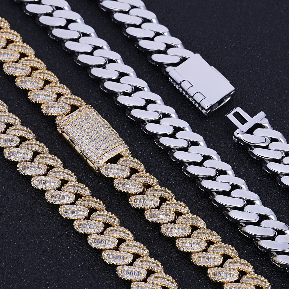 Men's 925 Sterling Silver Cuban Chain Necklace With Moissanite