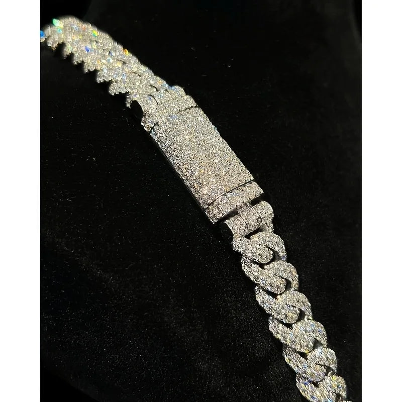 Men'S Heavy Luxury Cuban Chain Necklace | Hip Hop Rapper Style with moissanite, Durable 18K Gold Plated Goldene Metal, Ideal for