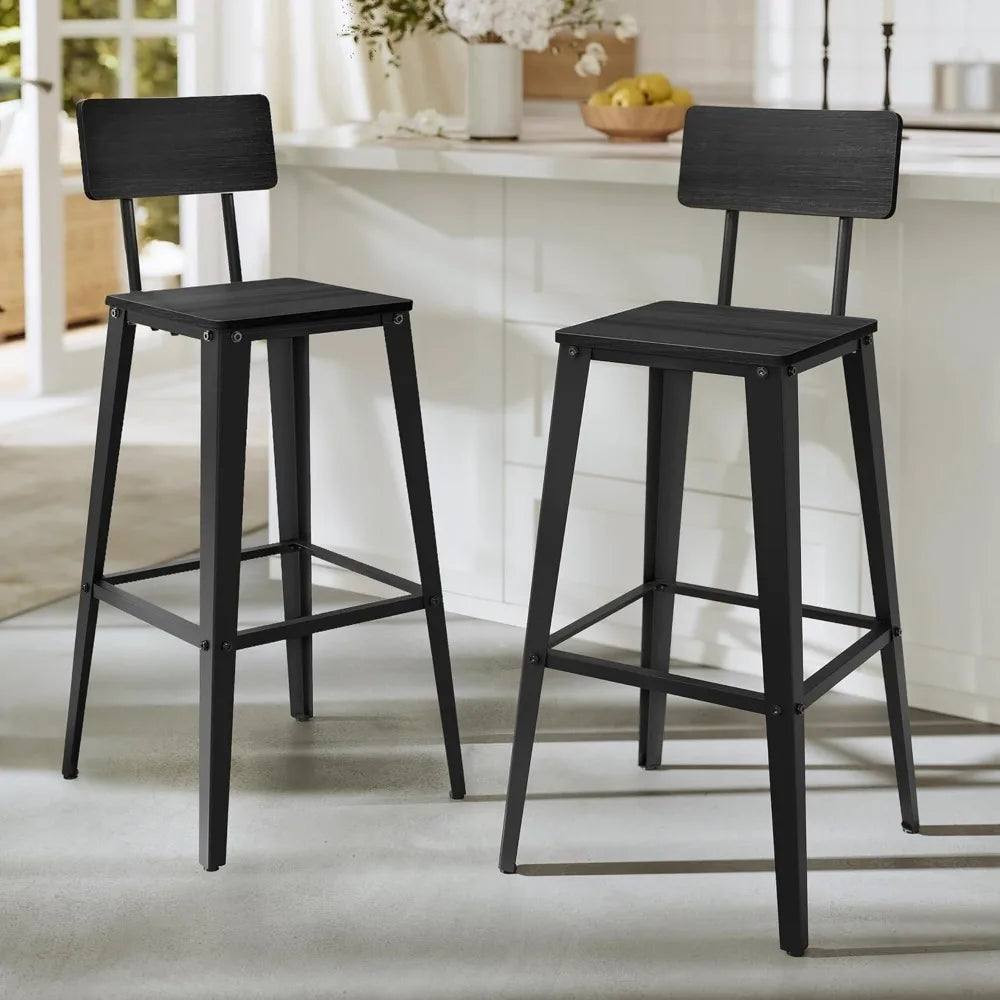 Bar Stools With Back, Steel Frame, Kitchen Island Counter Chairs