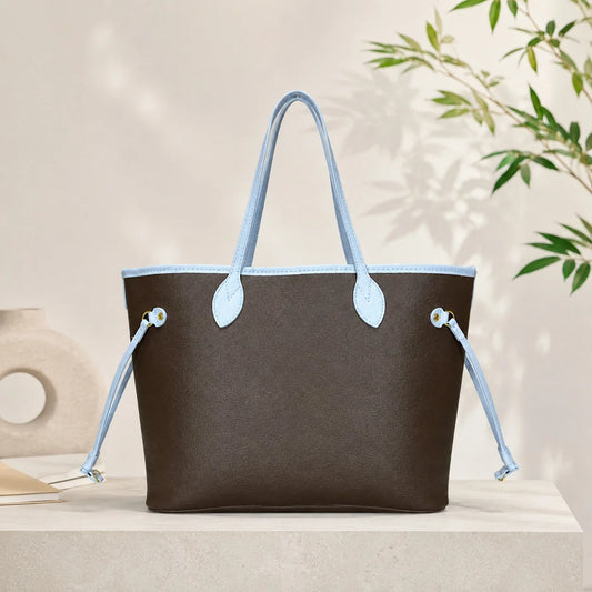 Classic Luxury Reversible Handbag Leather Tote With Large Capacity