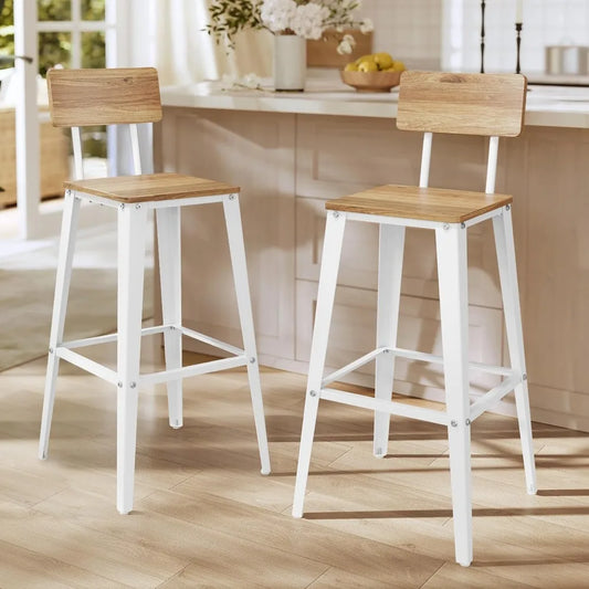 Bar Stools With Back, Steel Frame, Kitchen Island Counter Chairs