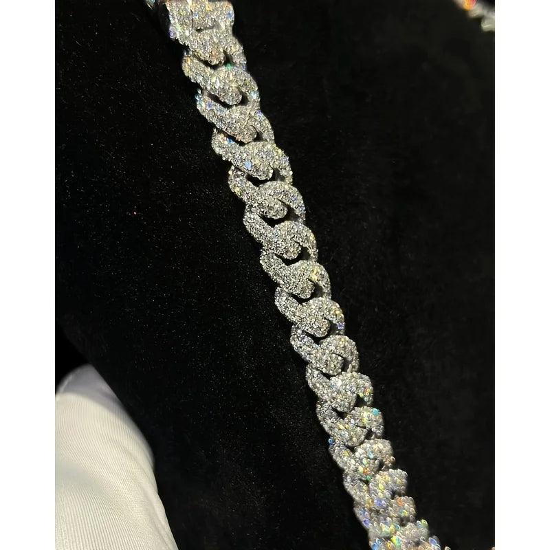 Men'S Heavy Luxury Cuban Chain Necklace | Hip Hop Rapper Style with moissanite, Durable 18K Gold Plated Goldene Metal, Ideal for
