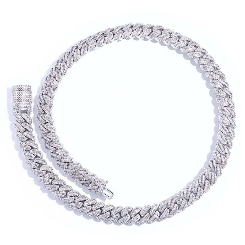 Men's 925 Sterling Silver Cuban Chain Necklace With Moissanite