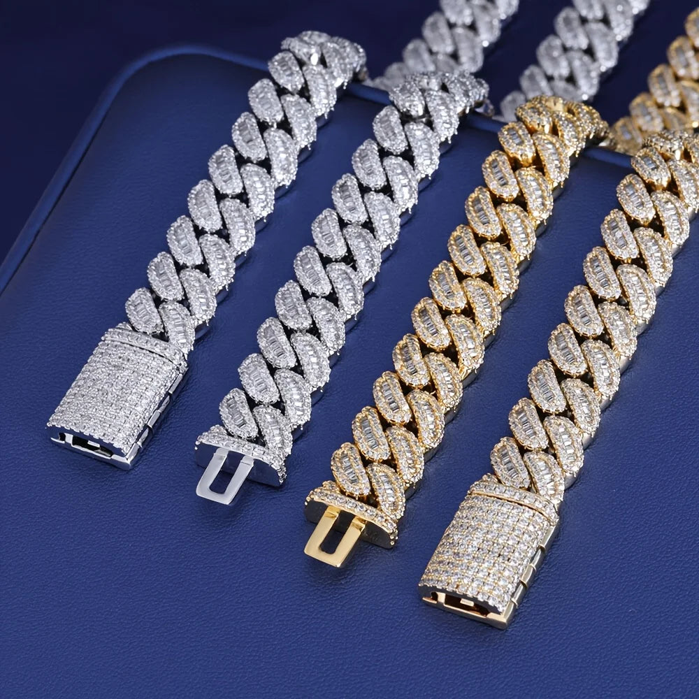 Men's 925 Sterling Silver Cuban Chain Necklace With Moissanite