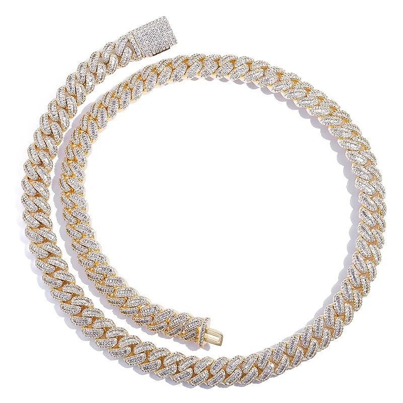 Men's 925 Sterling Silver Cuban Chain Necklace With Moissanite