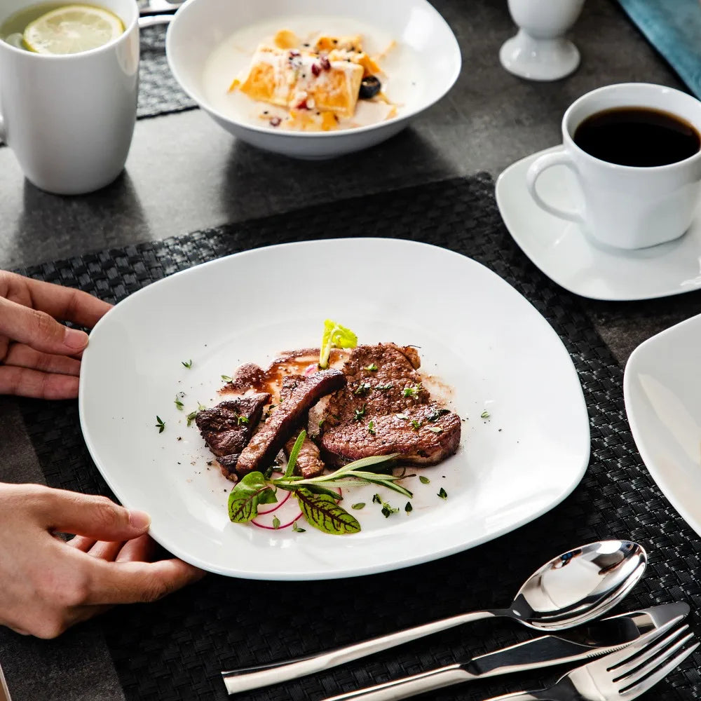 MALACASA Elisa Porcelain Dinnerware Set With Cups And Bowls