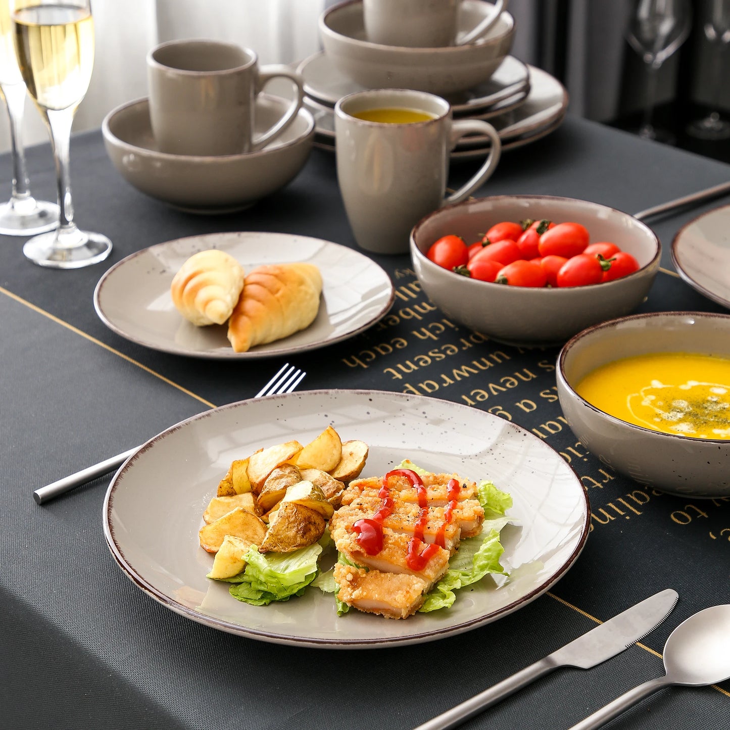 Malacasa Navia Stoneware Dinnerware Set Tableware Collection