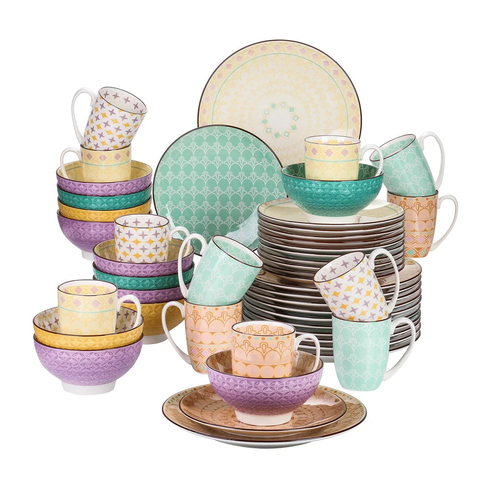 MALACASA Tulip Porcelain Dinnerware Set 4 Design Collection