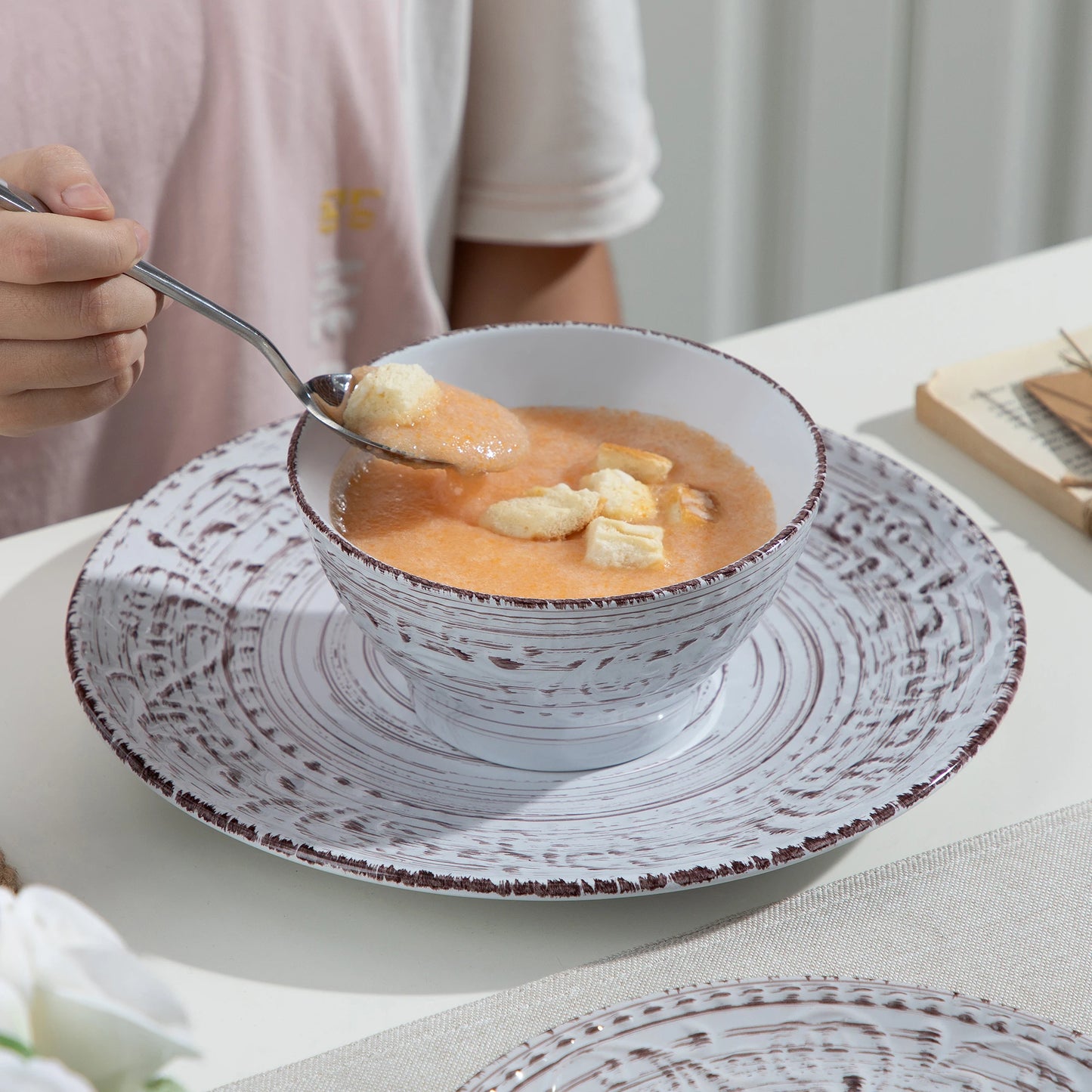 MALACASA Vine Ceramic Dinnerware Set Stoneware Tableware