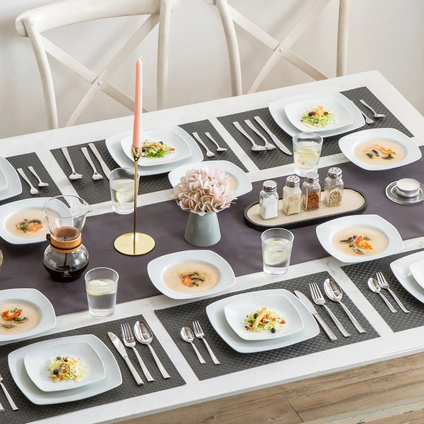 MALACASA Julia Porcelain Dinnerware Set Service For 6