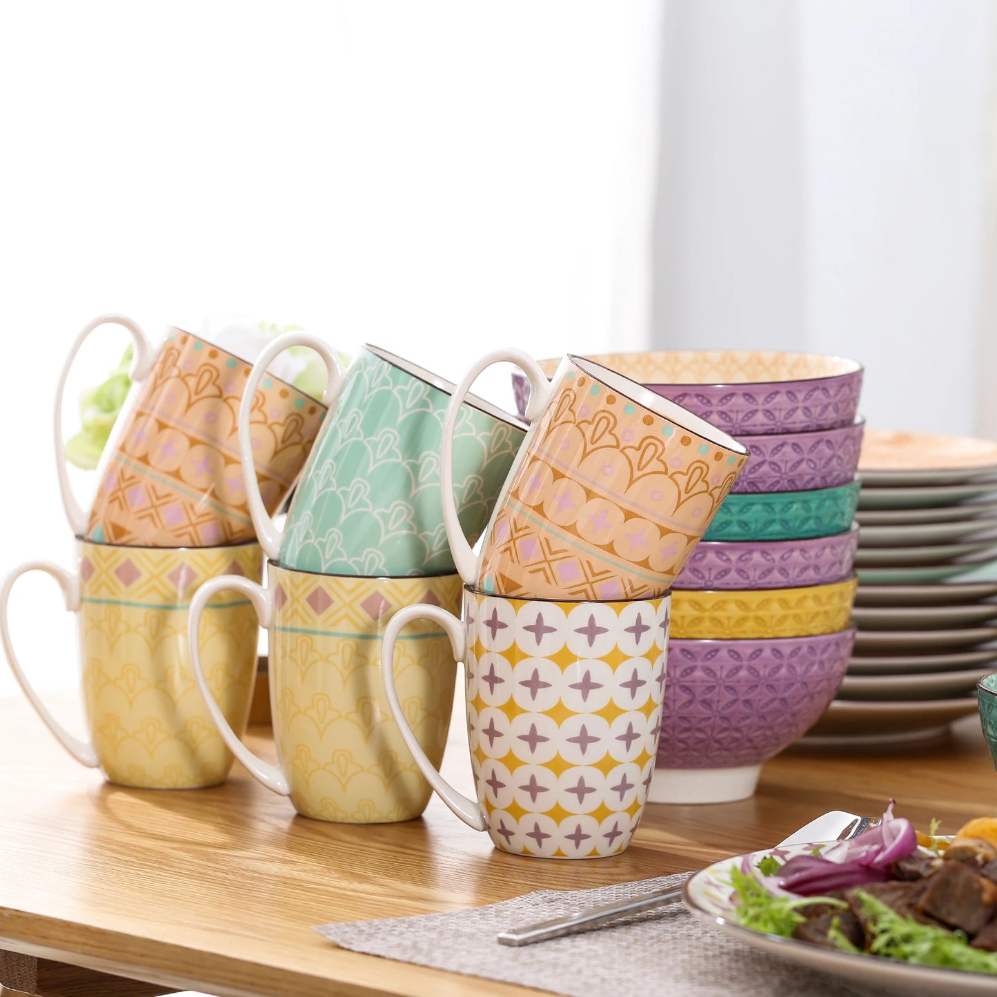 MALACASA Tulip Porcelain Dinnerware Set 4 Design Collection