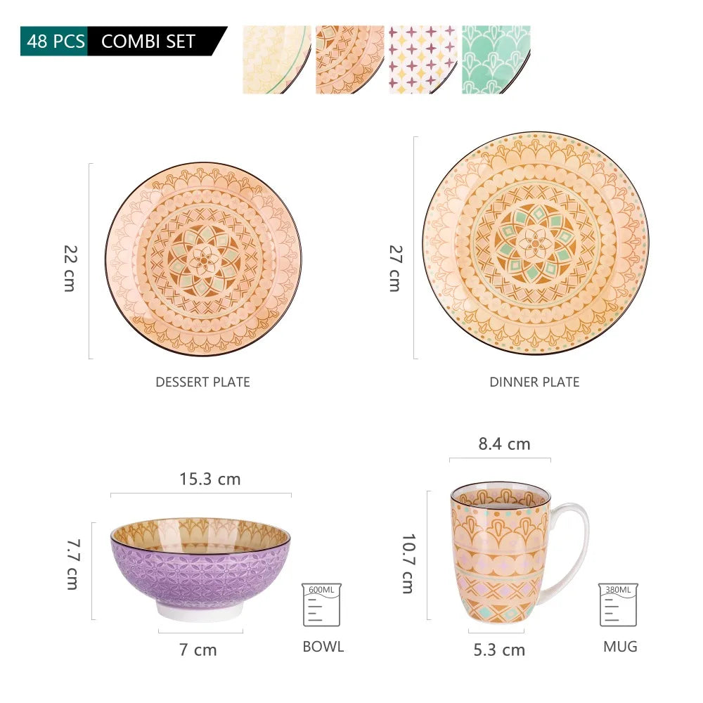 MALACASA Tulip Porcelain Dinnerware Set 4 Design Collection
