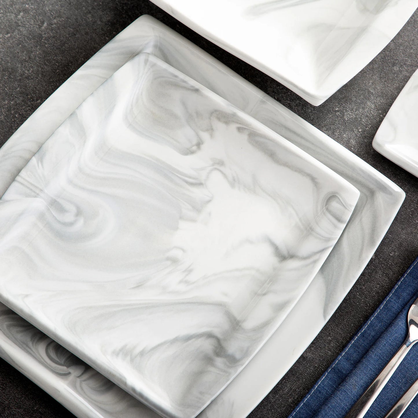 MALACASA Porcelain Dinnerware Set For 12 Service Elegant Tableware