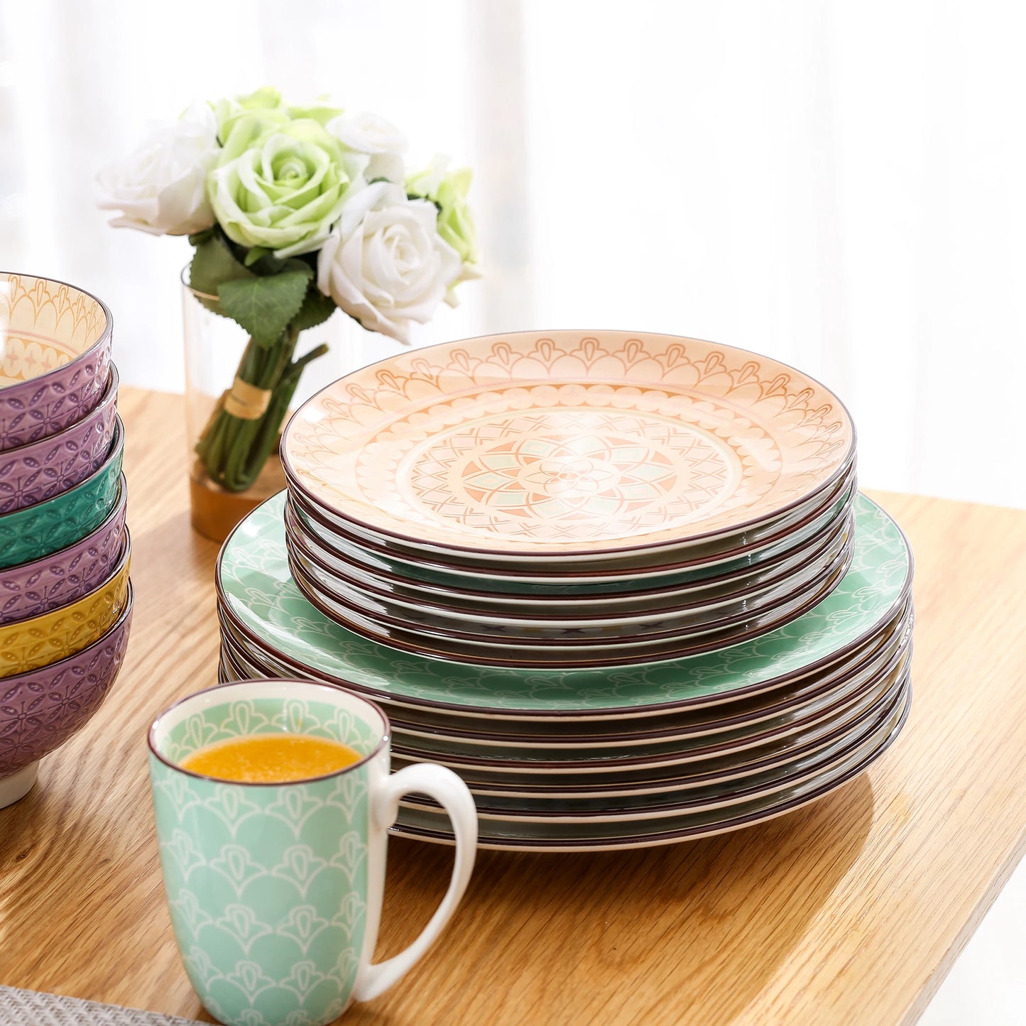 MALACASA Tulip Porcelain Dinnerware Set 4 Design Collection