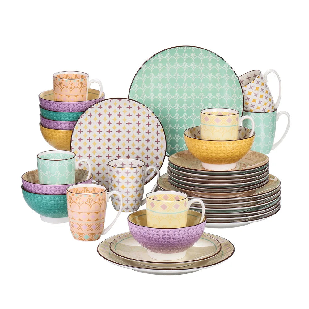 MALACASA Tulip Porcelain Dinnerware Set 4 Design Collection